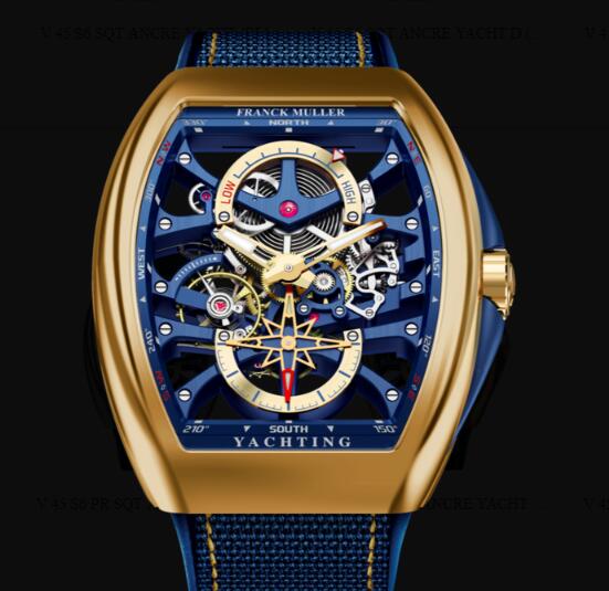 Buy Franck Muller Vanguard Yachting Anchor Skeleton Power Reserve Replica Watch for sale Cheap Price V 45 S6 PR SQT ANCRE YACHT (BL) 3N